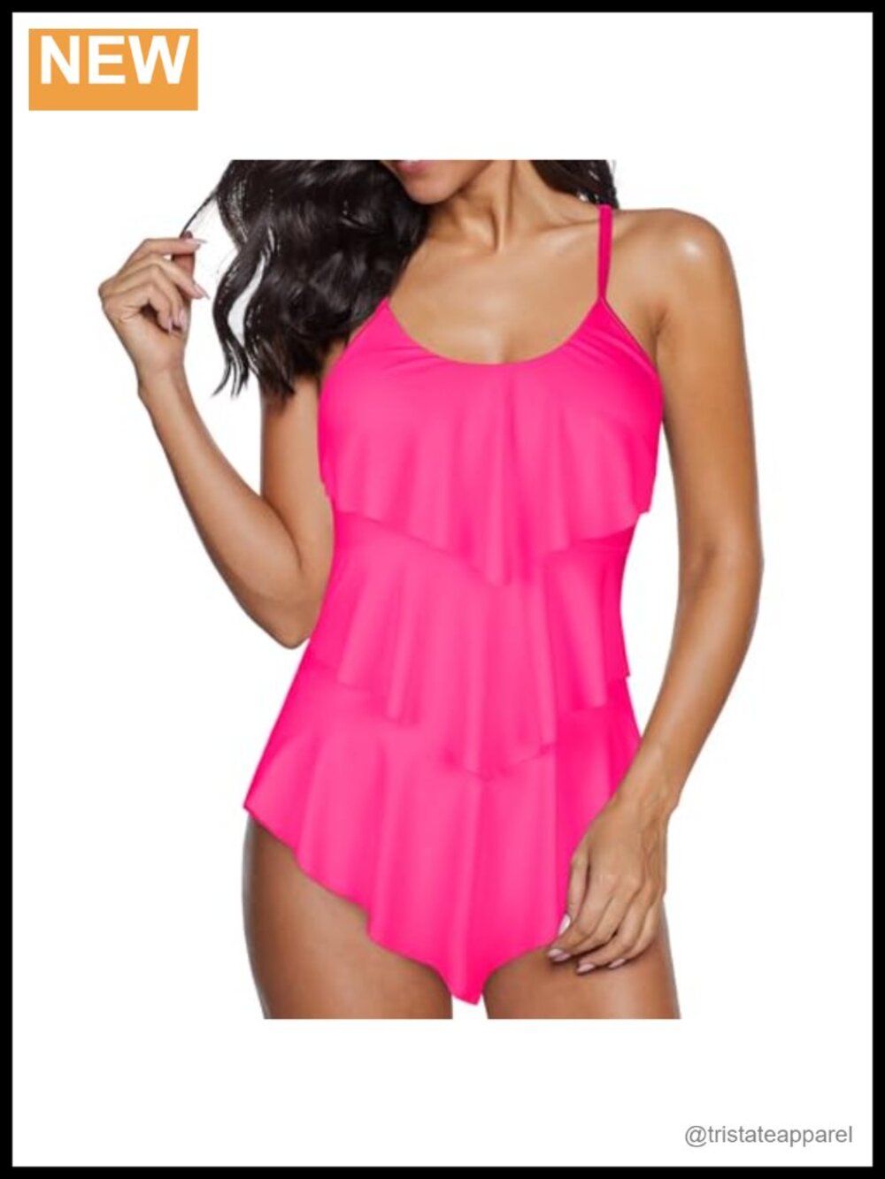 One Piece Retro Flounce Swimsuit Ruffled Tummy Control Bathing Suit